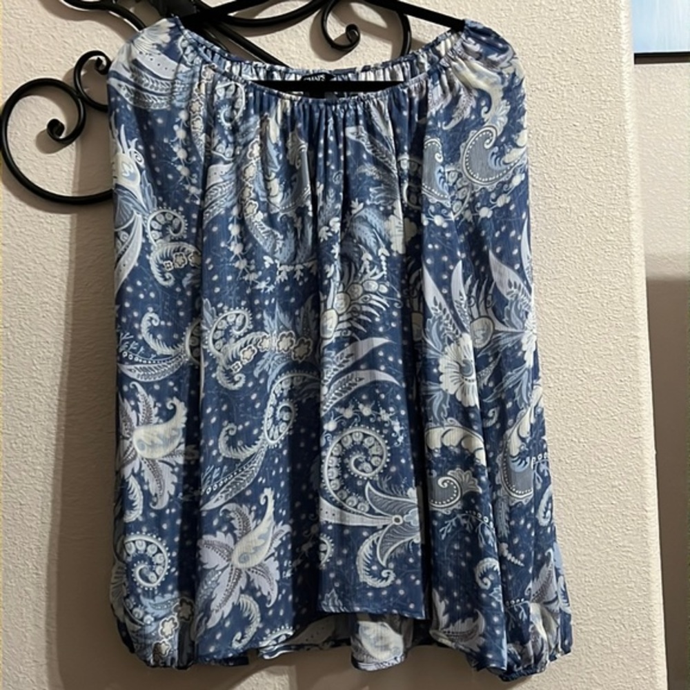 CHAPS Blue & Gray paisley tunic top